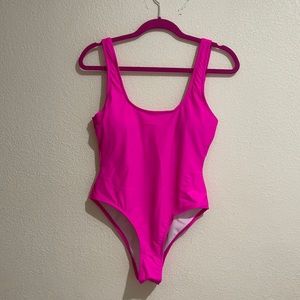 Hot pink one piece bathing suit